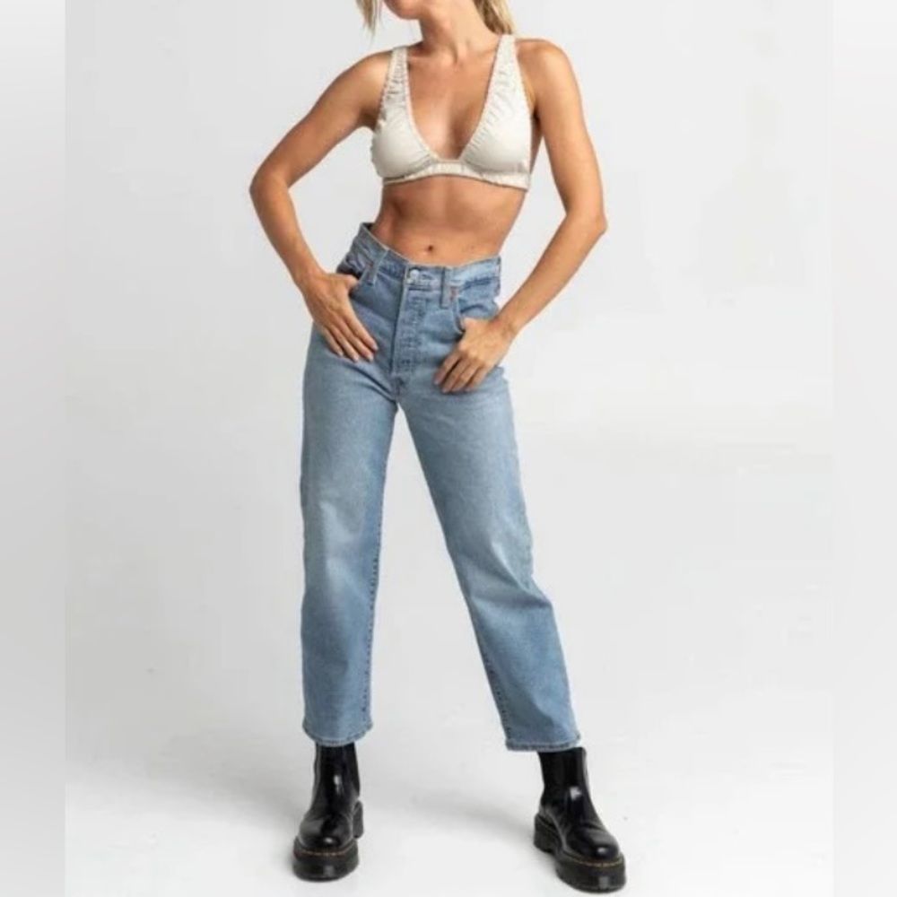 NWT Free People Wait & See Stripe Ruched Bralette. Light Blue. XS. Free - Picture 11 of 12
